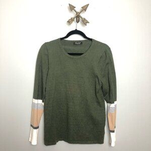 Womens Green long sleeve color block sweater‎ sz M